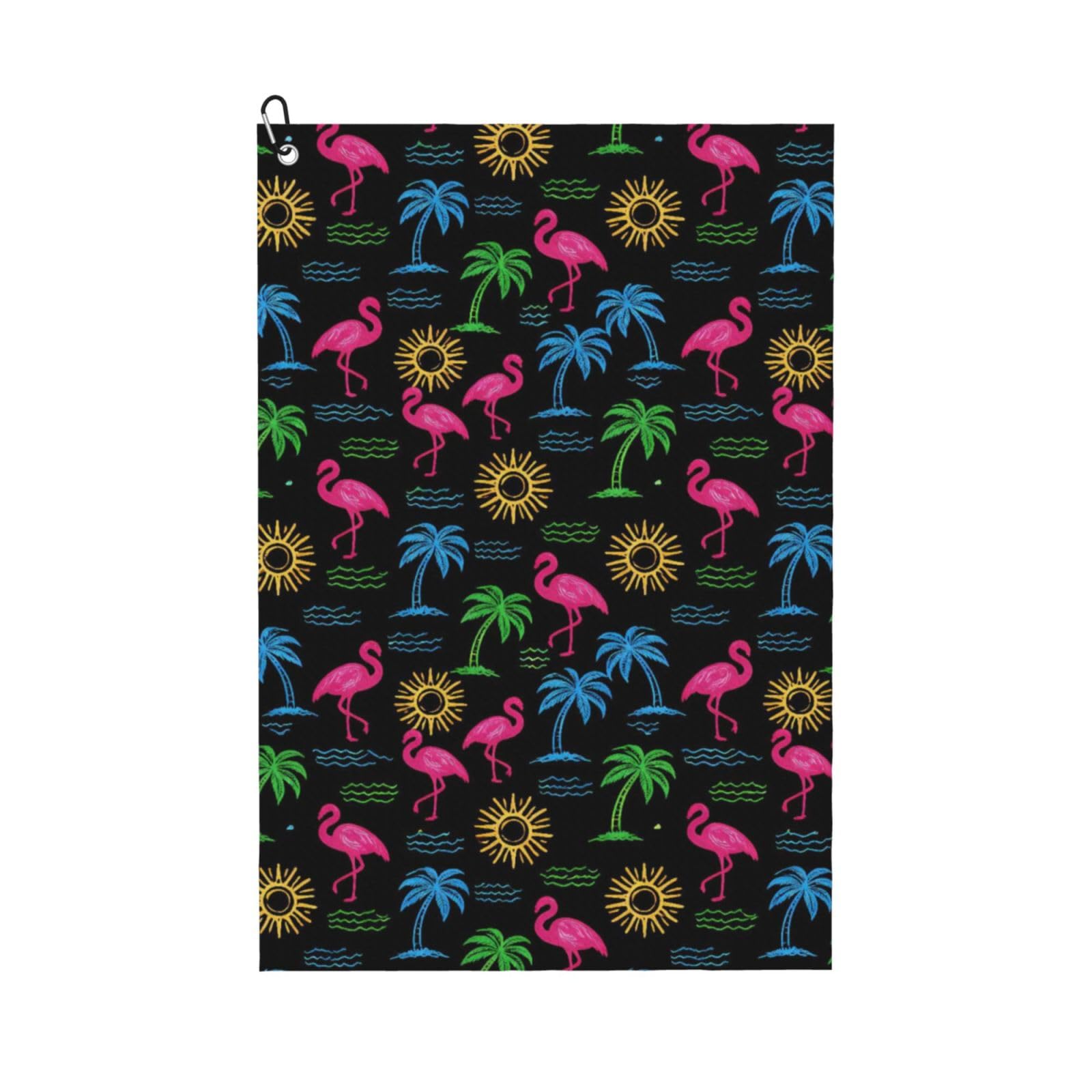 BSDFGSDD Tropical Coconut Tree Neon Flamingo Golf Towel 24 x 16 inches