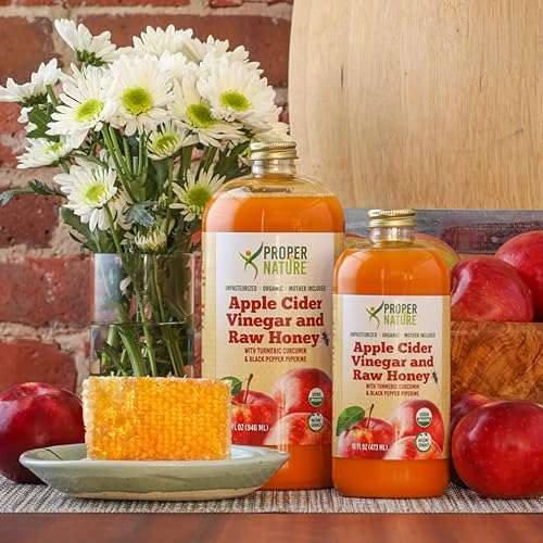 Miniatura 6 de Proper by Nature Vinagre de sidra de manzana orgánico con miel cruda, curcumina de cúrcuma y piperina de pimienta negra (32)