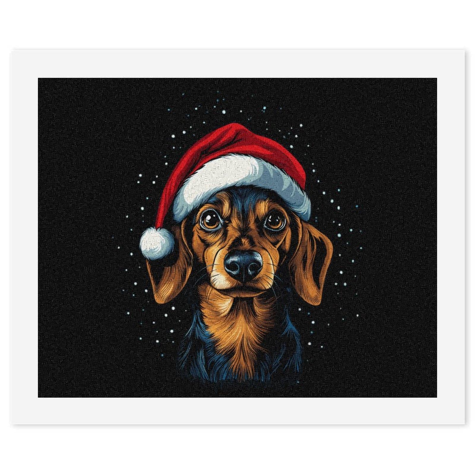 Malen nach Zahlen, Motiv: Hund in Weihnachten, für Erwachsene, Anfänger, bunt, DIY, einfaches Malen für Zuhause, Wanddekoration