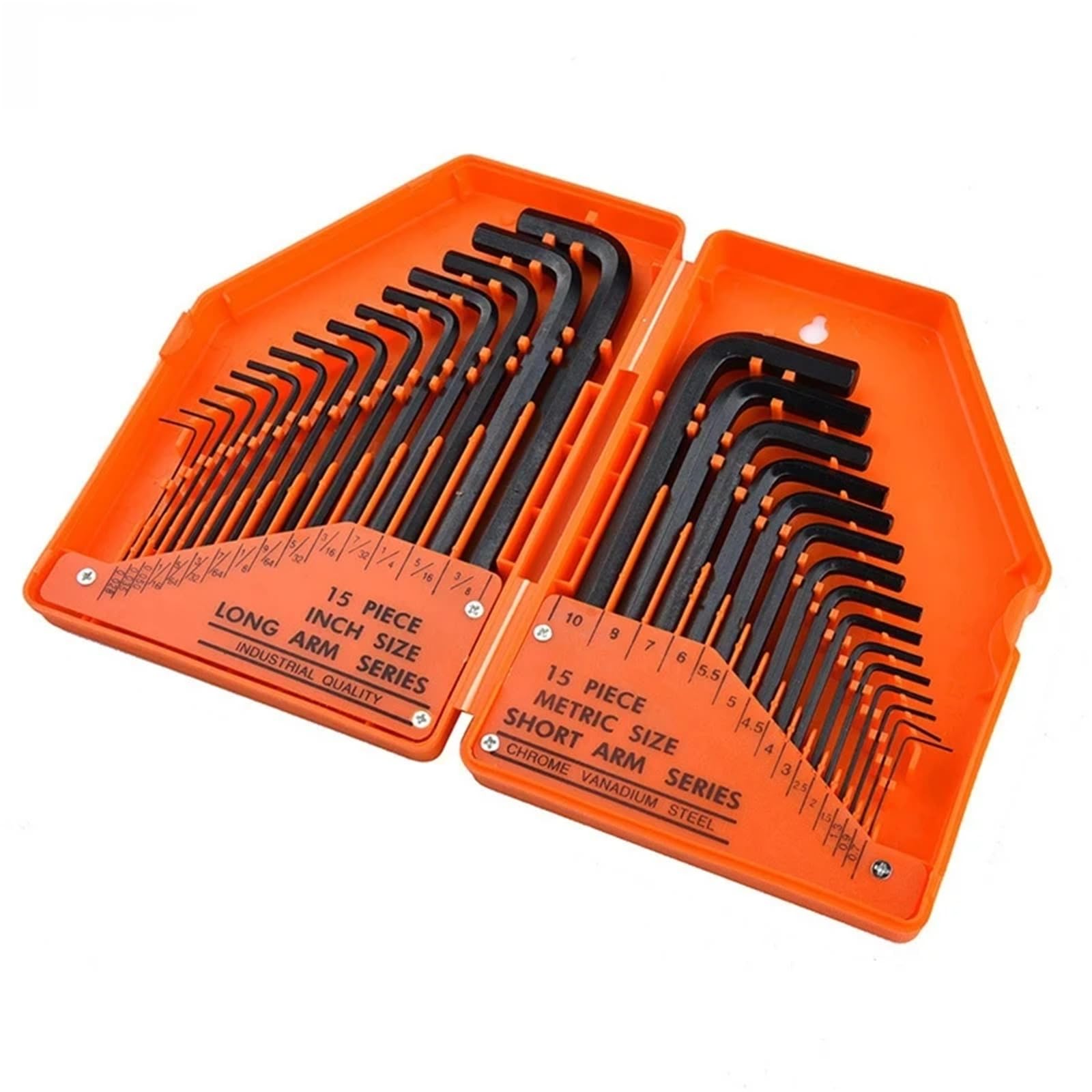 Set di chiavi a brugola da 30 pezzi con chiave esagonale da 0,028"-3/8" e 0,7mm-10mm con braccio lungo in acciaio al cromo-vanadio
