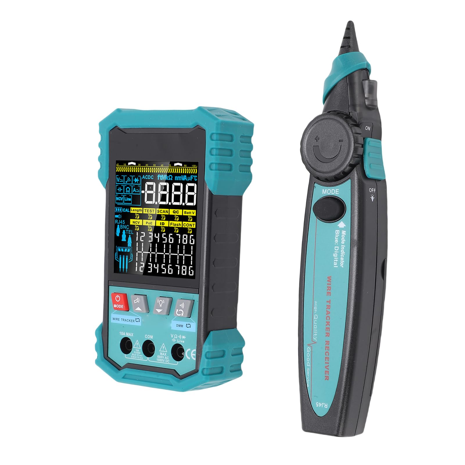 Fafeicy Tester per Cavi di Rete RJ45 Tester per Cavi Ethernet con Multimetro PoE NCV 400 M Lunghezza Porta di Misurazione Luce LED Lampeggiante per CAT5 CAT5e CAT6 CAT6A STP UTP