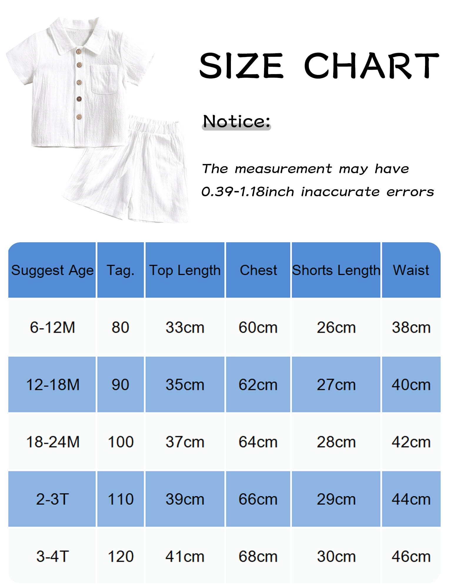 AIEOE 2-Piece Bébé Garçon Ensemble avec Manches Courtes et Short à Taille Elastique en Coton et Lin pour 6 Mois - 4 Ans
