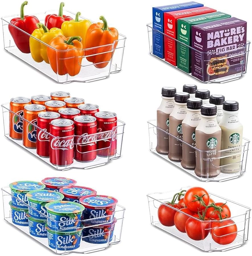 Recluse 2 Pack Clear Plastic Storage Bins with Handles for Kitchen, Pantry & Fridge Organization – Large Stackable Organizer for Bottles, Cans, Jars & Packets – Bpa-Free Transparent Storage Box