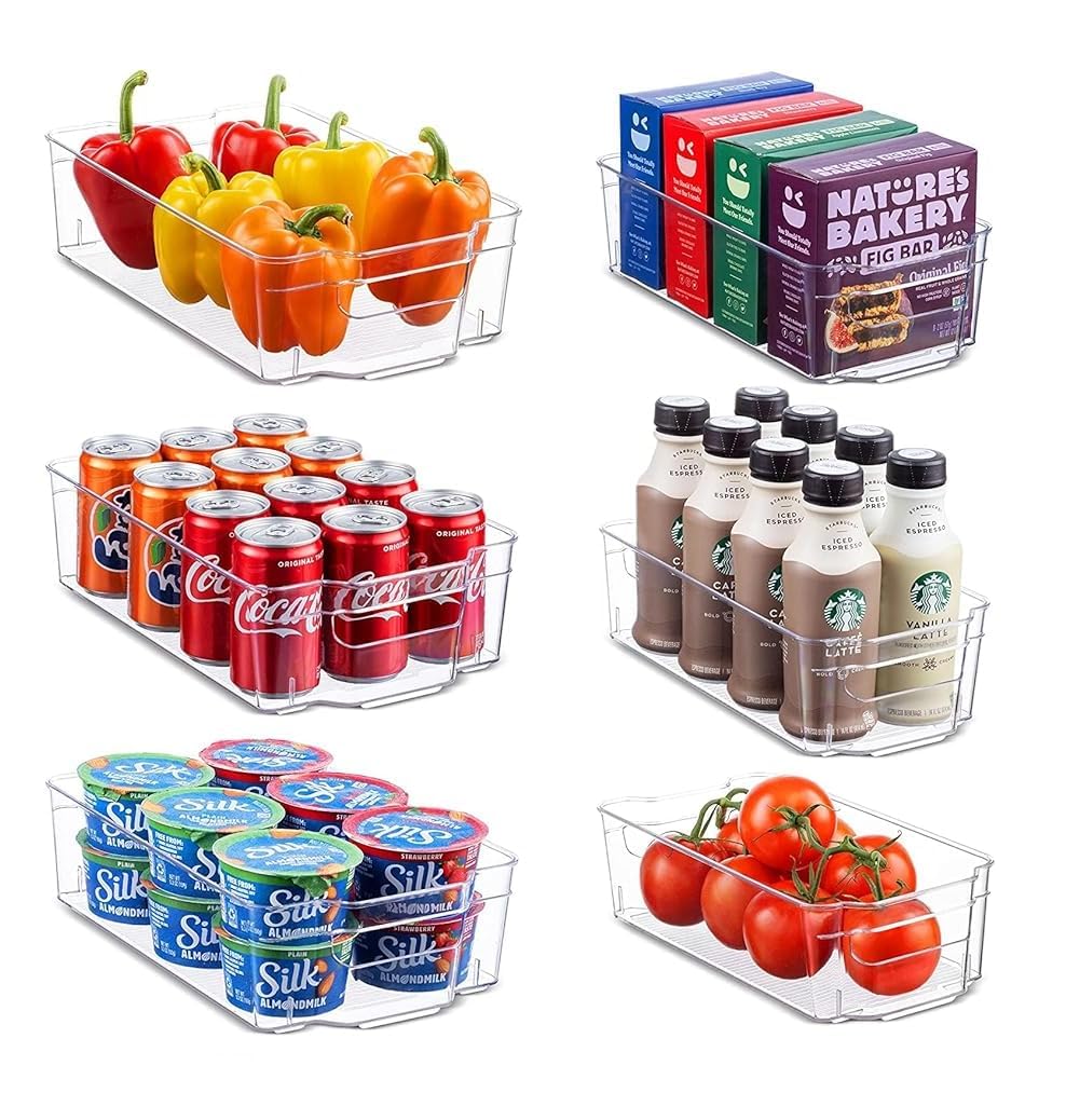 Recluse 2 Pack Clear Plastic Storage Bins with Handles for Kitchen, Pantry & Fridge Organization – Large Stackable Organizer for Bottles, Cans, Jars & Packets – Bpa-Free Transparent Storage Box