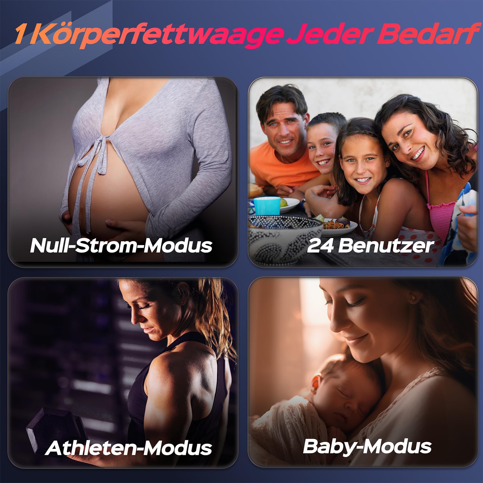 Lepulse Körperfettwaage, digitale Personenwaage mit 3.35'' TFT Display