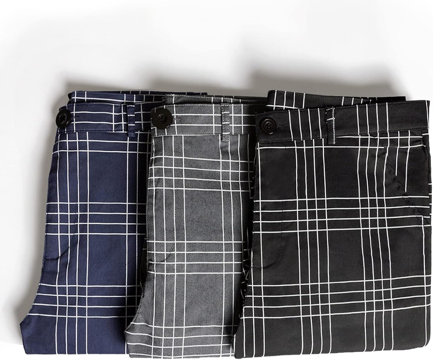 Men's Fashion Stretch Dress Pants Slim Fit Plaid Pants Business Suit Pants Casual Golf Pants - Image 3