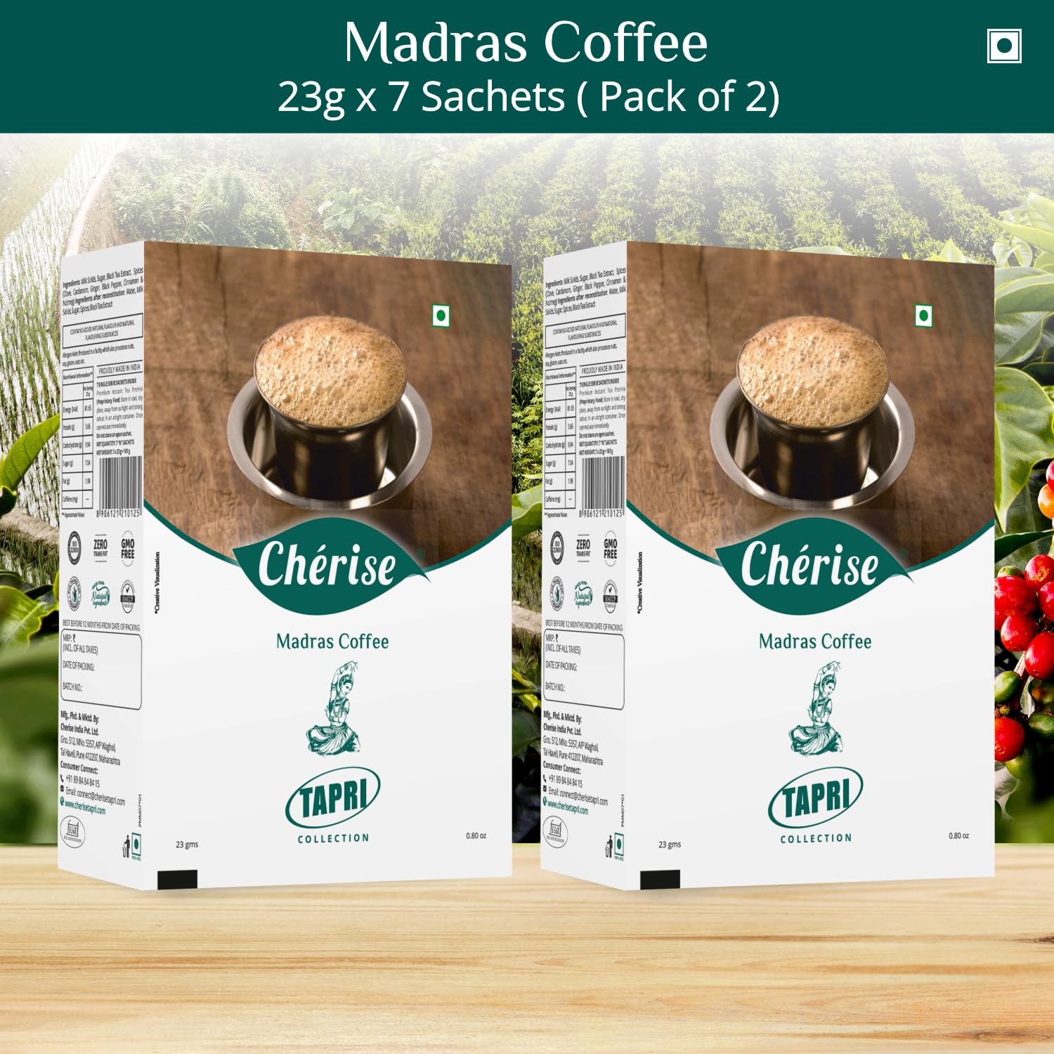 Cherise Tapri Premium Madras Coffee Instant Premix, 23 g x 7