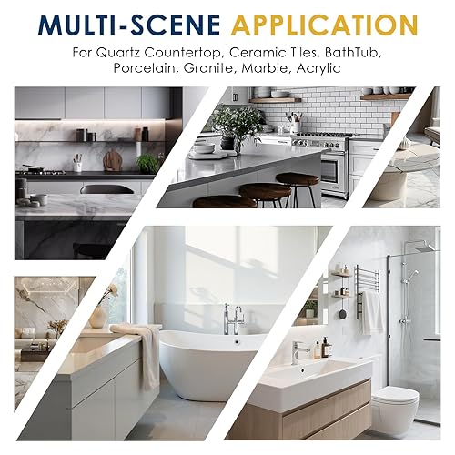 Miniatura 6 de Kit de reparación de encimera de cuarzo, kit de reparación de granito y mármol con 4 rellenos de 0.59 oz (blanco, beige, gris, transparente), chip