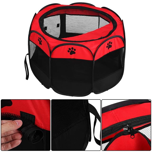 Foto 6 de 8 de SOULONG Parques para Mascotas, Automático Plegable Desmontable Mascota Gato Playpen Malla Cubierta de Sombras…