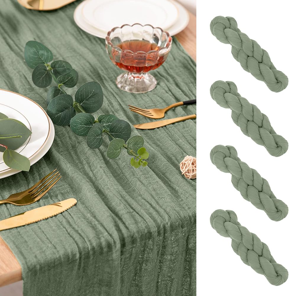 AUAUY Seihtuch Tischläufer, Käsetuch Tischläufer, Boho Gaze Käsetuch Tischläufer Rustikaler Durchsichtiger Läufer, Tischdecke für Boho Hochzeit Dekoration Geburtstagsparty