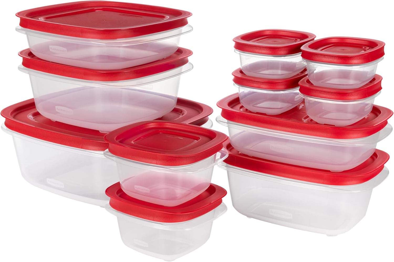 Rubbermaid EasyStore Rectangle and Square Containers, 22-Piece Set, Food Storage Containers, Food Storage Containers with Lids Easy Store Set of 11 Assorted Containers