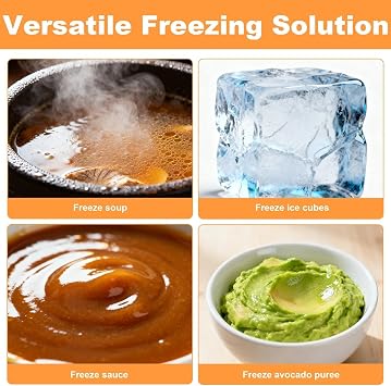 2Pcs Silicone Souper Freezer Trays Lids, 4-Cup Compartments Ice Cube Moulds | Silicone, Large for Batch Cooking, Microwavable Freezable Containers, Stores Soup Blocks, Avocado, Sauce, Yellow