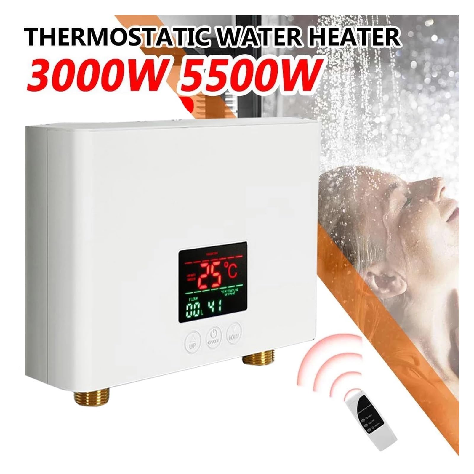 Natychmiastowy podgrzewacz wody, Elektryczny Podgrzewacz Wody Przepływowy Basenowy Kuchnia Łazienka Natychmiastowy 3000 W/5500 W Bezzbiornikowy Do Prysznica(110 3000w)