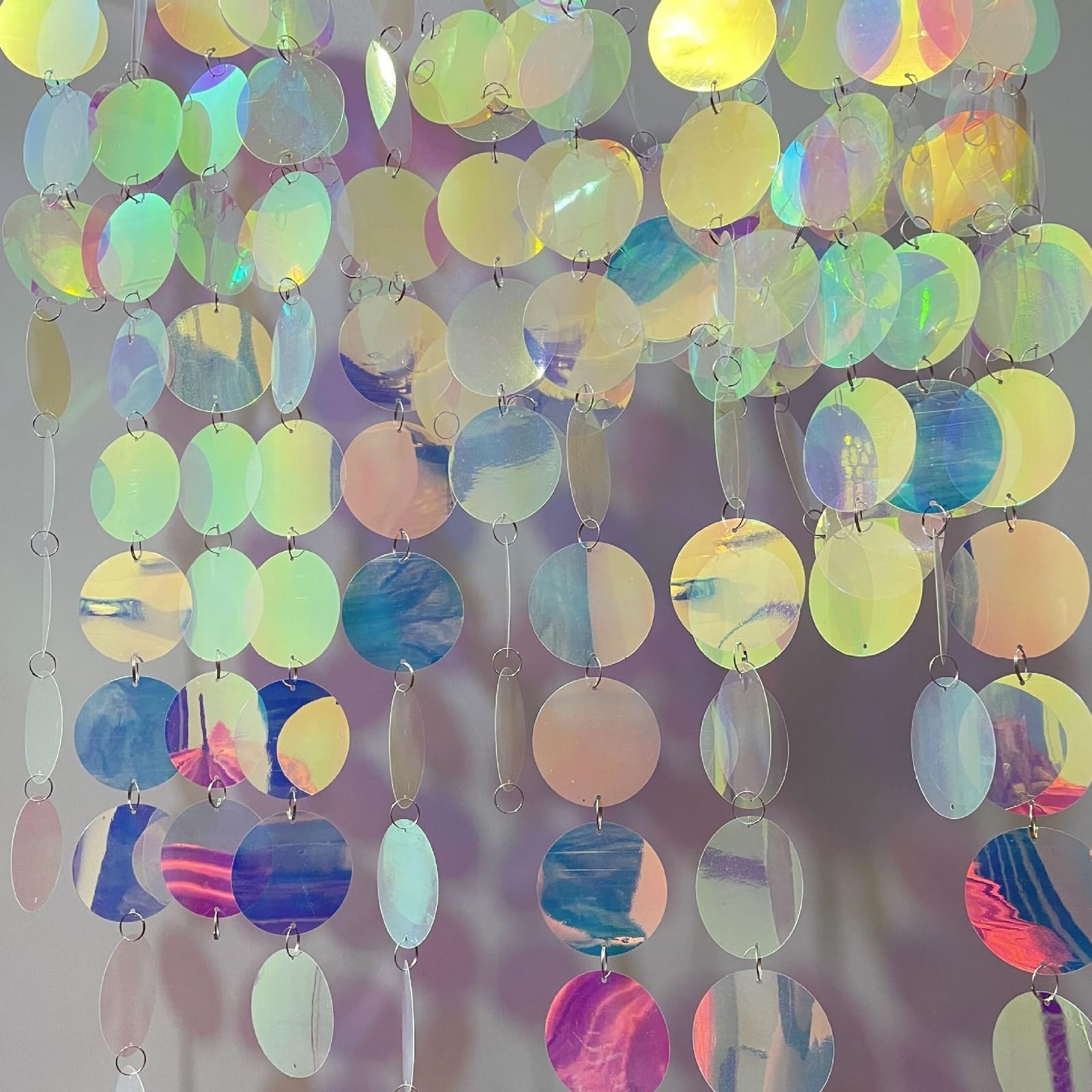 50g Holographic Large Round PVC Sequins with Hole Sequins Craft Spangles Paillettes Rainbow Cup Sequins for Jewelry DIY Arts Crafts Embellishment Gems Sewing Decorating Applique Knitting (15mm Round) - Image 4