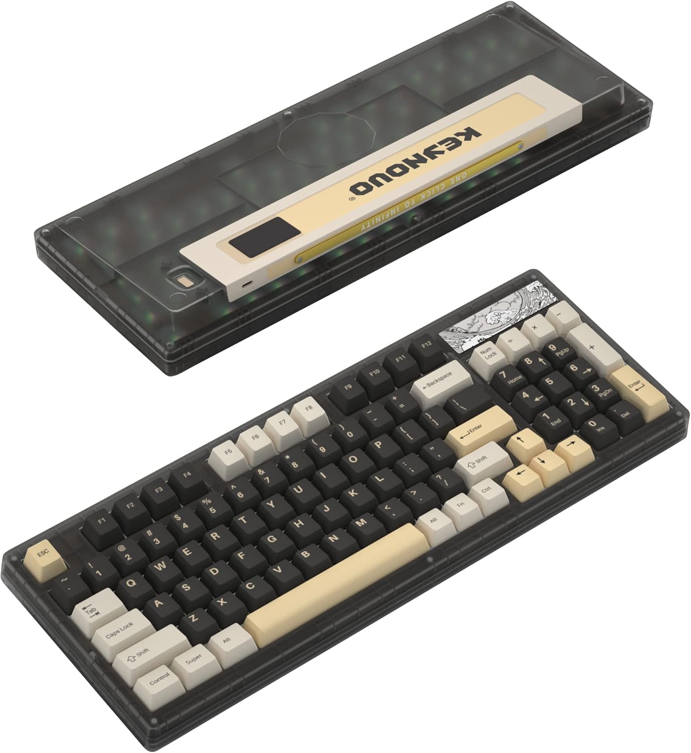 YUNZII Keynovo IF98 98 Key 96% 1800 Hot Swappable Gasket Mechanical Gaming Keyboard with Double Shot PBT Keycaps, RGB Backlight for Mac & Win (Custom Linear Switch, Black)