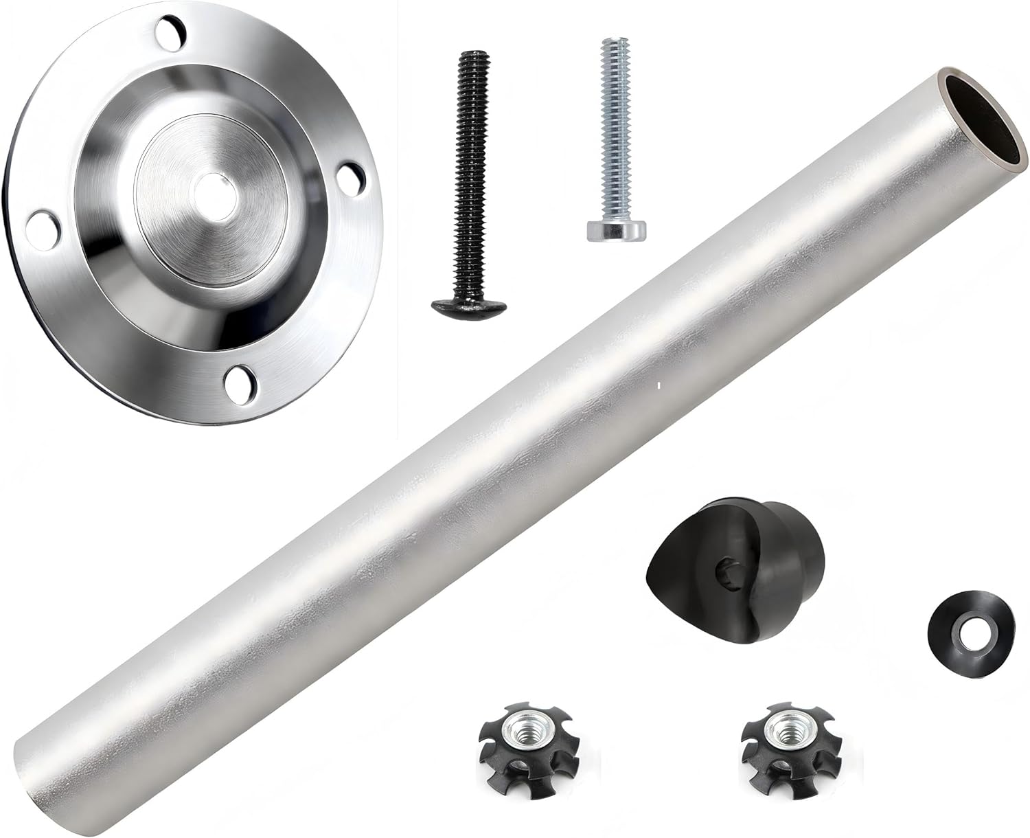 RV Universal Exterior Ladder Stand Off Replacement Tube, Silver, Heavy-Duty Aluminum, Easy Installation with Complete Accessories