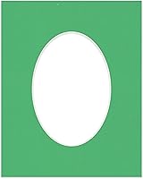 Vista 317 de CountryArtHouse Marco ovalado verde cazador de 5 x 7 pulgadas, sin ácidos, con núcleo blanco, corte biselado para fotos de 4 x 6, se adapta a marcos