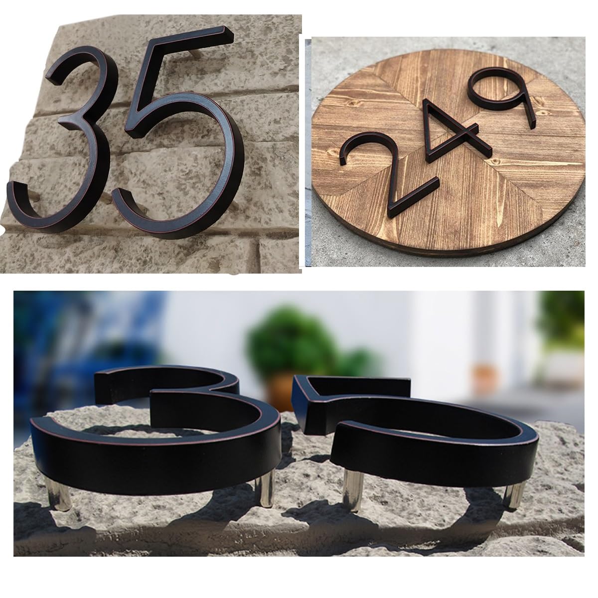 Duże numery domów, 5-calowy pływający metalowy numer domu, duży, nowoczesny dom, na zewnątrz, drzwi, 127 mm, stop cynku, czarne cyfry, tabliczka adresowa(5)