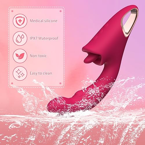 Miniatura 5 de Juguetes sexuales vibradores de juguete rosa para mujeres, juguetes para adultos, vibradores, juguete sexual con 9 modos de lamer y aletear, 9