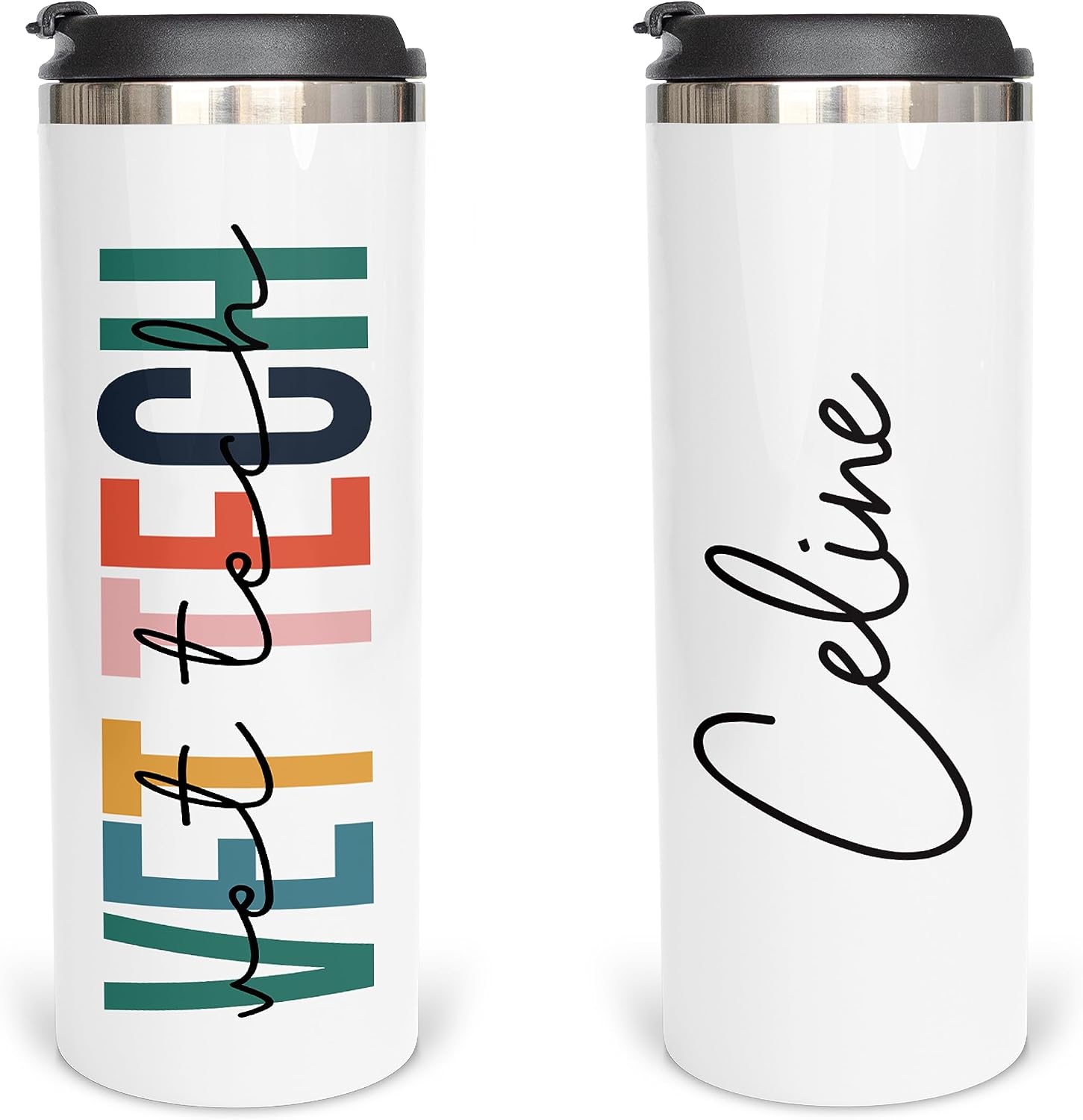 Veterinarian Customizable Vinyl Skinny 14oz Coffee Tumbler, Vet Appreciation Week Stainless Steel Cup, Retirement Cup with Lid, Insulated Vacuum Veterinarian Assistant Coffee Tumbler, Grad Student