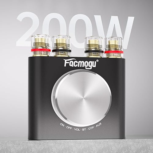 Miniatura 3 de Facmogu M6 Mini amplificador de potencia de audio Bluetooth 5.0 de 200 W, 100 Wx2 de doble canal HiFi estéreo Mini altavoz AMP con entrada