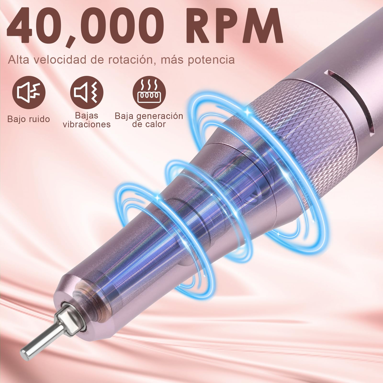 Torno para Uñas 12 in 1 Torno Para uñas Profesional 40000 rpm, Lima Electrica Uñas,Velocidad Ajustable,Pantalla LCD,Control de Botones Iluminados,Silencioso,para Uso Doméstico Salones de Uñas