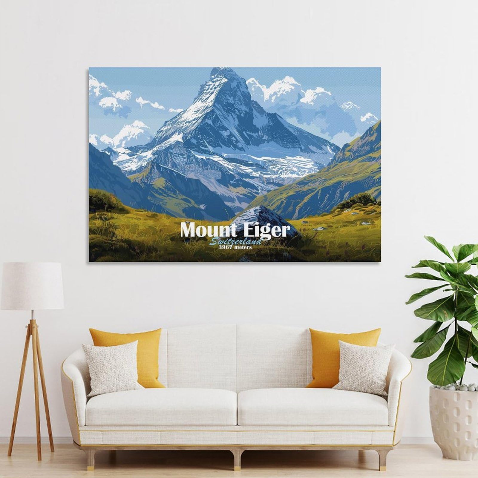 Junmoney Mount Eiger, Switzerland Decorative Wall Artwork 20x30inch(50x75cm), for Entrance Spaces, Stair Walls Or Halls, A Stylish Accent for Home Entrances