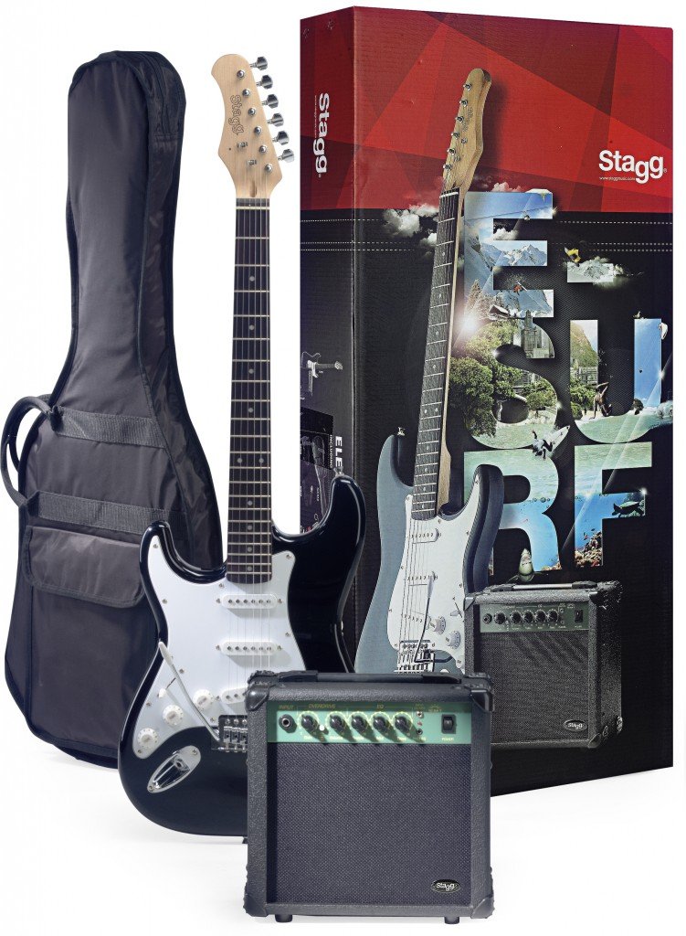 Stagg 25018422 Esurf 250lhbkeu LH Standard S Electric chitarra elettrica con Amplifier, Nero