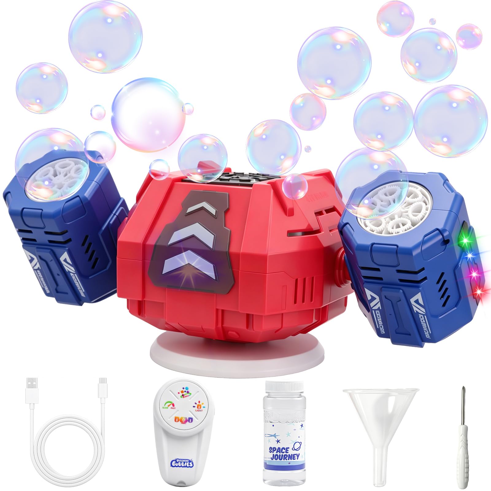 OBEST Macchina vescicale elettrica, macchina vescicale con luce e musica | Macchina per bolle di sapone portatile, gioco acquatico estivo per bambini, regalo per compleanni, feste, giardini, matrimoni