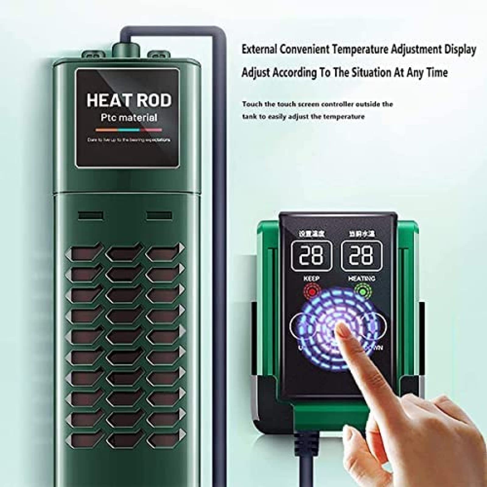 Calentador De Acuario Radiador De Buceo Varilla De Calentamiento De Acuario con Indicador LED Varilla De Calentamiento Acuario con Controlador De Temperatura Externo para Peces Tortuga Tutton,500W