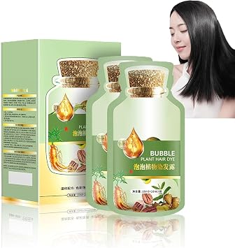 10packs/Box Natural Plant Hair Dye, New Botanical Bubble Dye Shampoo, For Grey Hair, Based Shampoo Women Men Natural Black