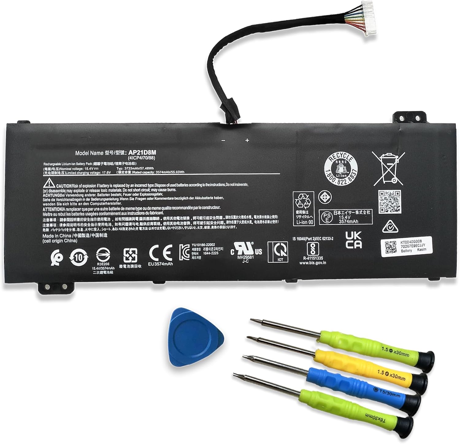 AP21D8M Laptop Battery Replacement for Acer Nitro 16 AN16-51 Nitro 5 AN515-58-72QR AN515-58-74JS AN515-46 AN515-47 AN515-58 AN515-58-75UH AN515-58-77YC Nitro V 15 ANV15-51 15.4V 3733mAh/57.48Wh