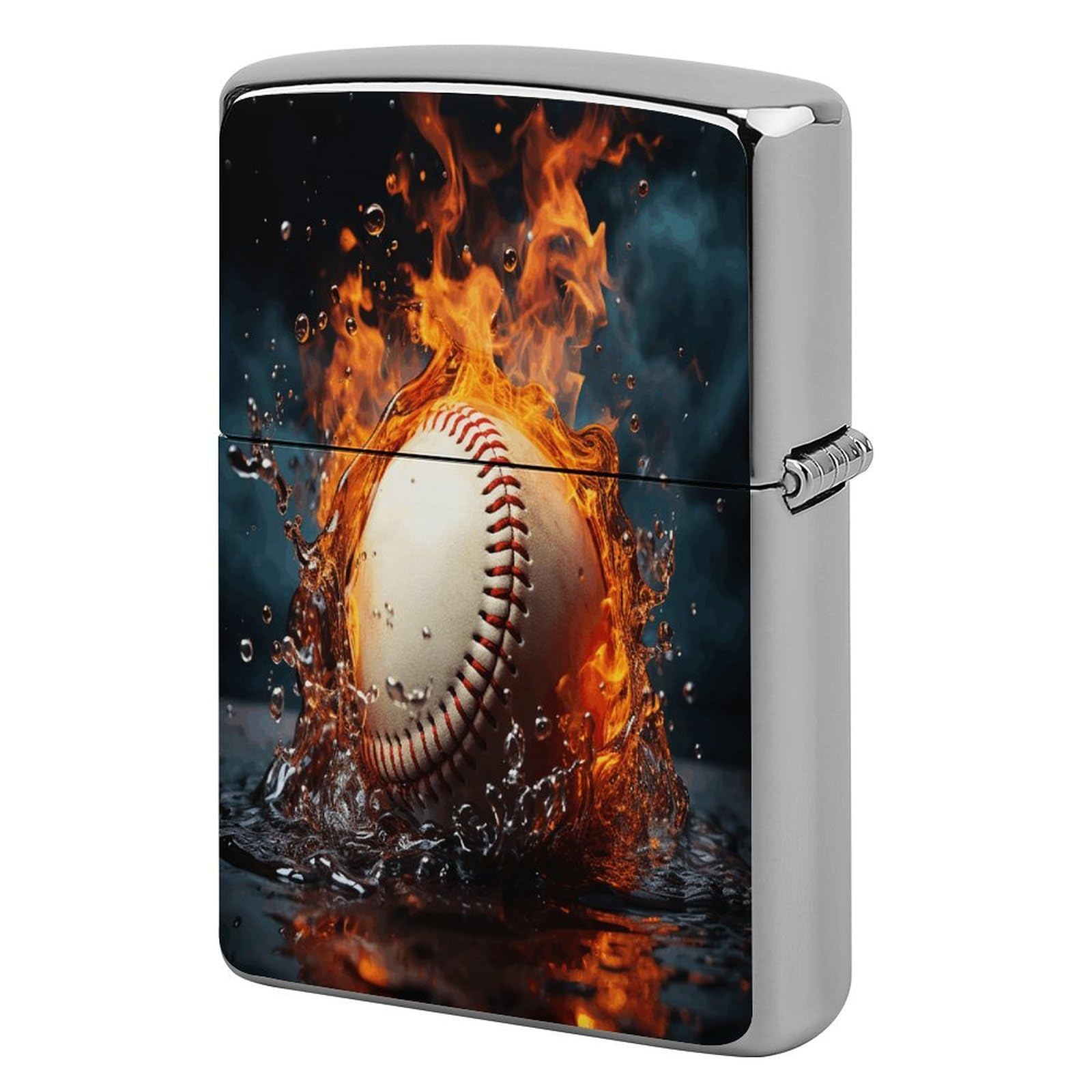 Fodpand Style Fire Water Baseball Ball Metal Lighter Case Cover Lighter Sleeve