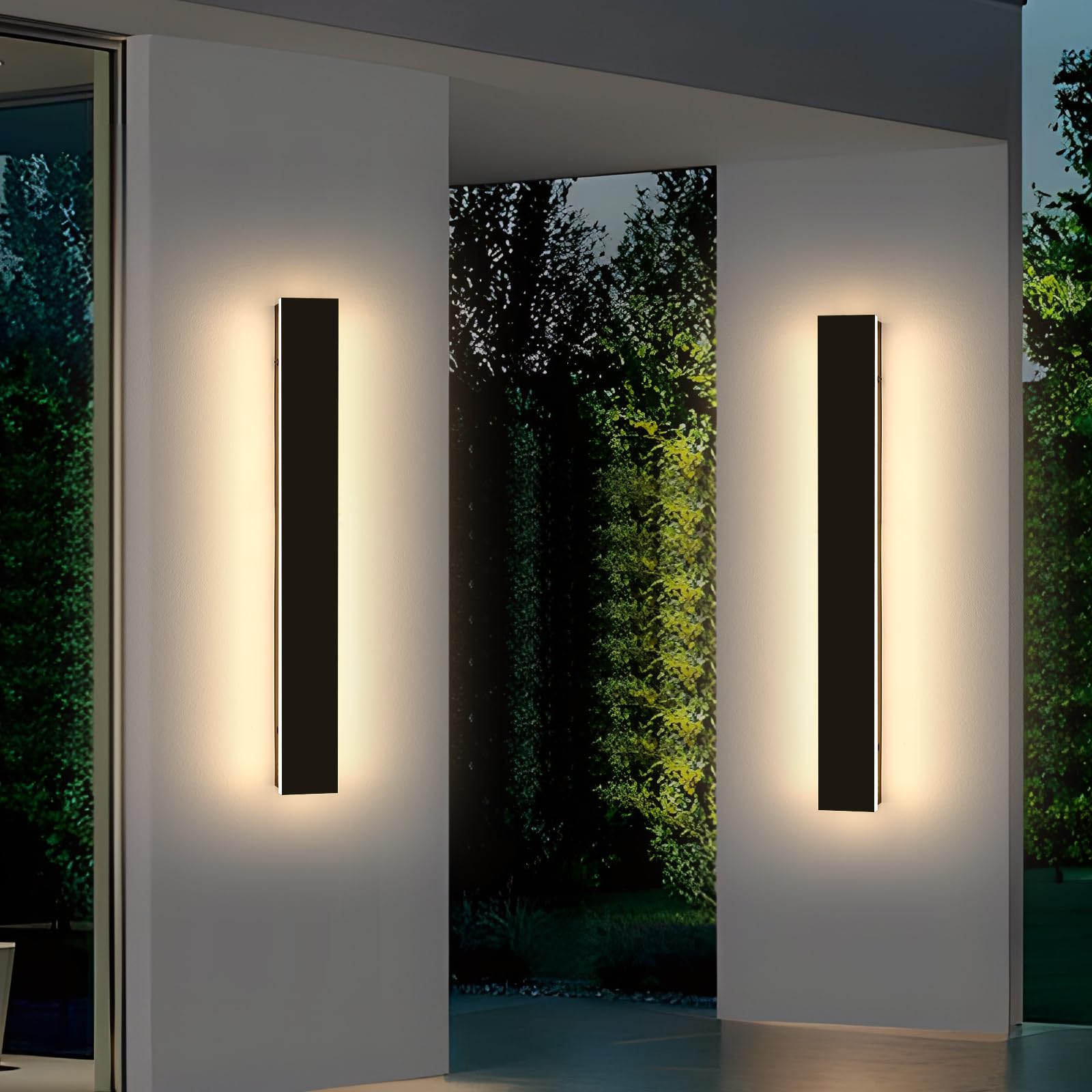 2 Pack 23.6inch Outdoor Porch Light, 3 Color, 24W, IP65 Waterproof