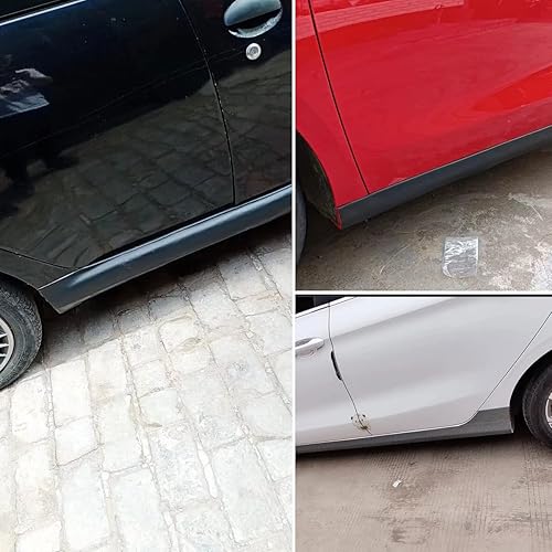 Miniatura 2 de muekzru Faldas laterales de 8.2 pies*3.15 pulgadas para autos universales, faldas laterales universales de goma antiarañazos, protectores de borde.