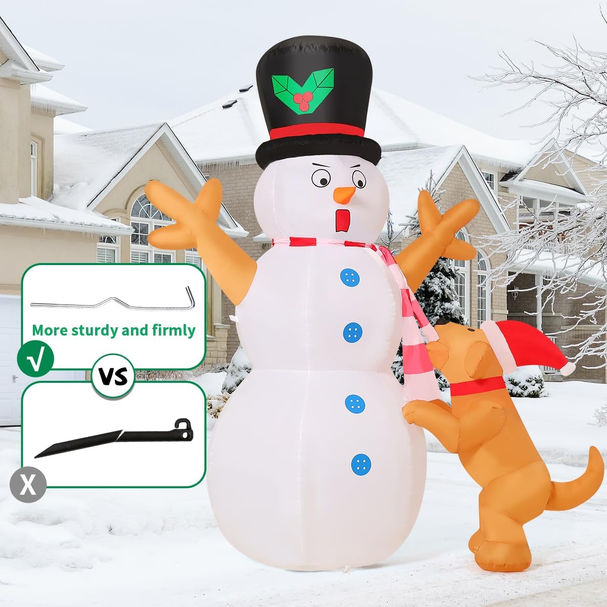 COMIN 6 FT Christmas Decorations Outdoor Inflatables Snowman&Dog Blow ups with Built-in LEDs for Yard Party Lawn Decor