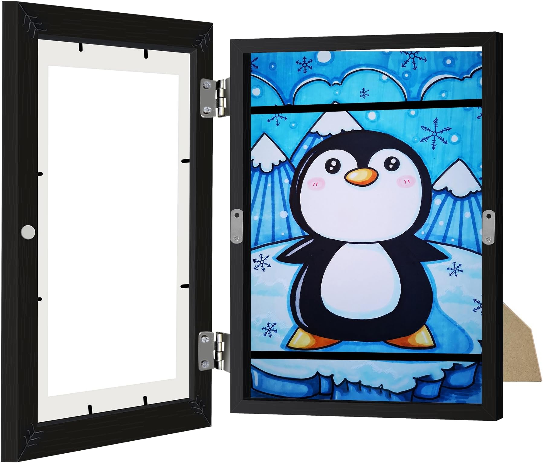 1 Pack Kids Artwork Display Frame, Kids Art Frames Front Opening A4 Picture Frame, Changeable Childrens Storage Frames Hold 50 Pictures(Black,1 Pack)