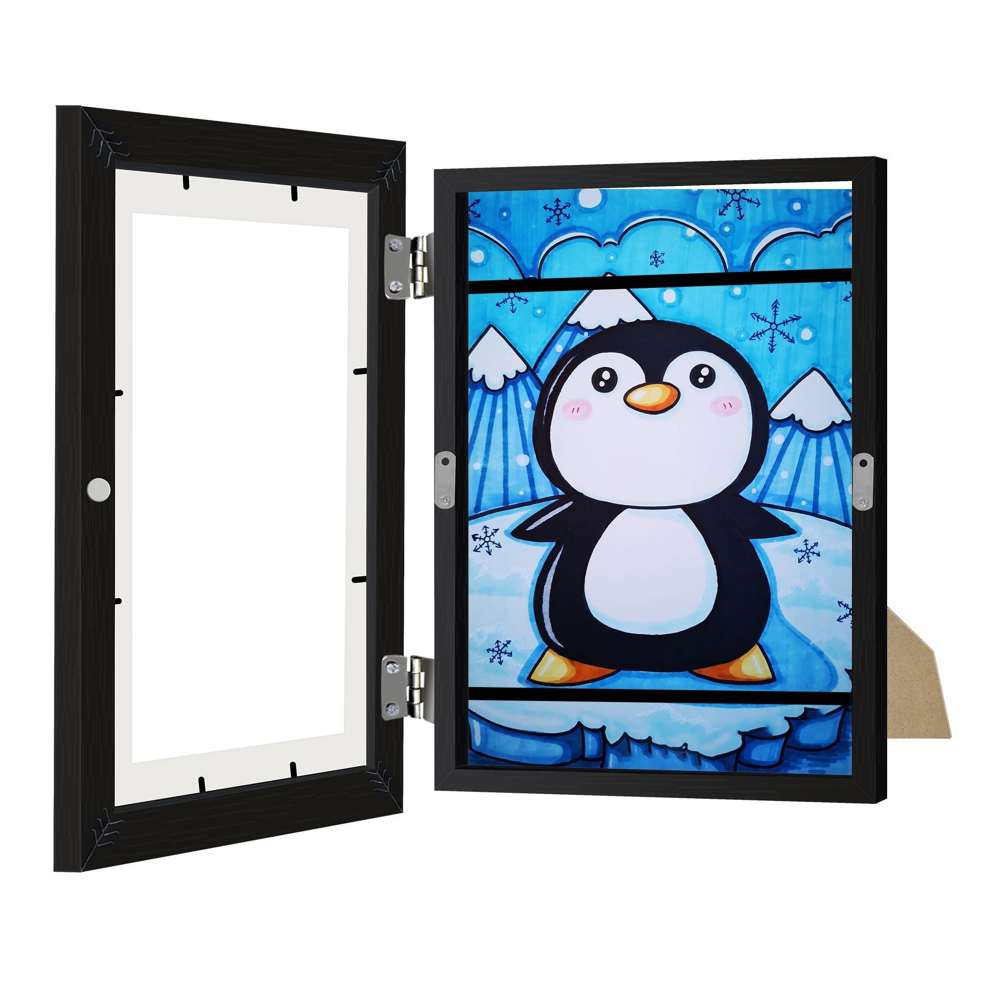 1 Pack Kids Artwork Display Frame, Kids Art Frames Front Opening A4 Picture Frame, Changeable Childrens Storage Frames Hold 50 Pictures(Black,1 Pack)