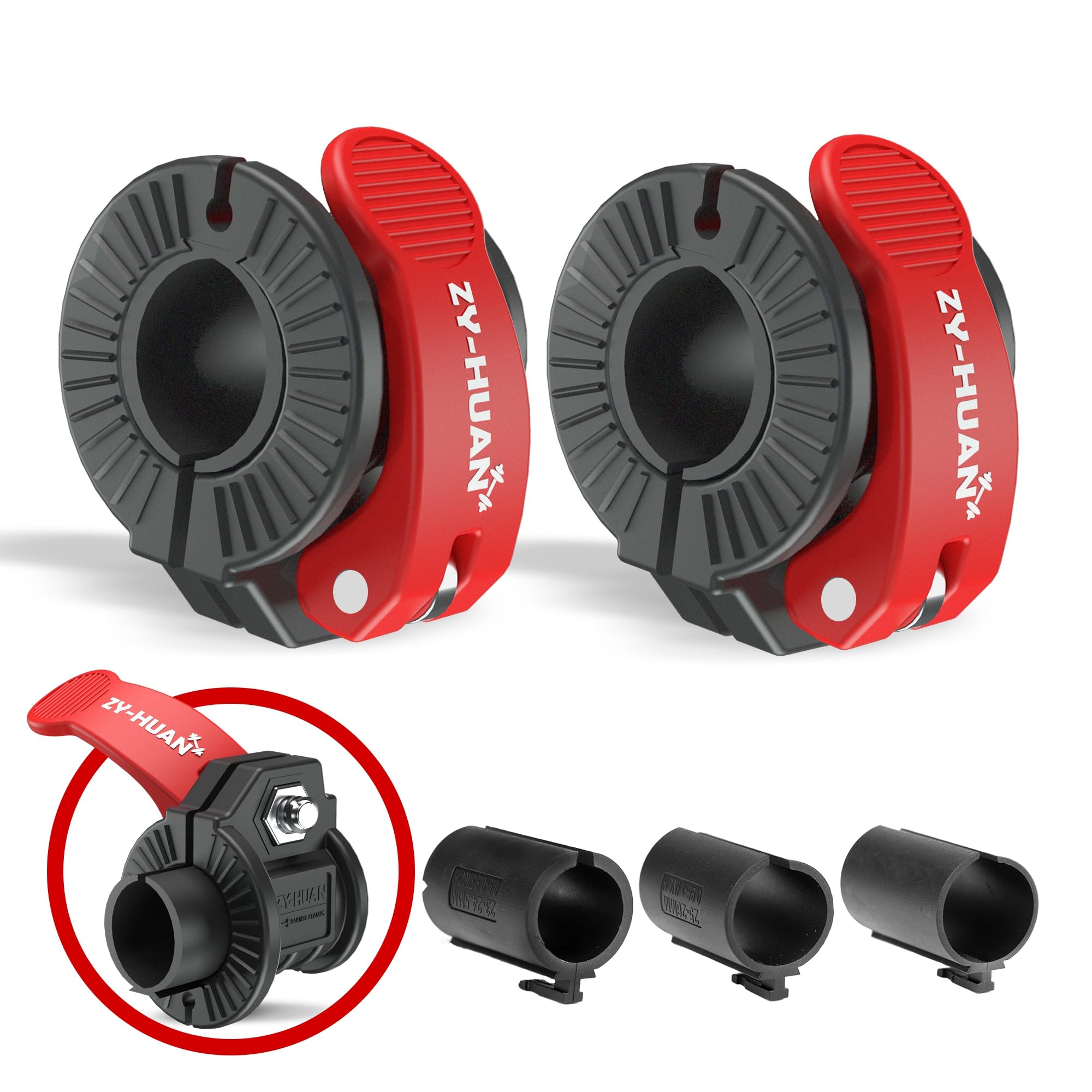 Clip per bilanciere da 2,5 cm, morsetti per bilanciere da 2,3-3 cm, clip a sgancio rapido per bilancieri olimpici regolabili (nero e rosso)