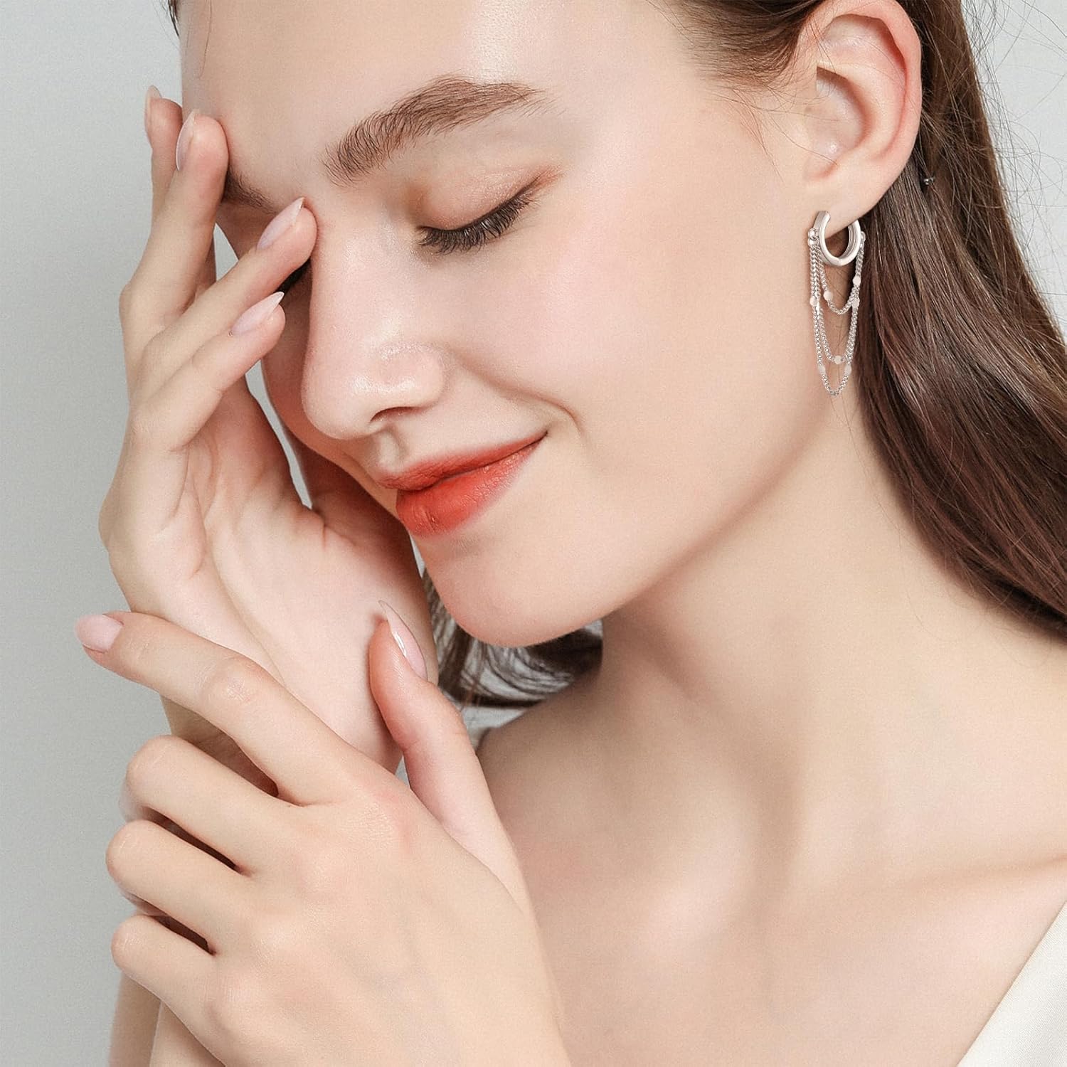 Ritach Gold Chain Earrings for Women Hypoallergenic Lightweight Gold Chain Hoop Huggie Dangle Tassel Earrings for Gifts - Image 7