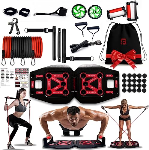 SquadFit Tabla de empuje y kit de fitness - Juego de gimnasio en casa