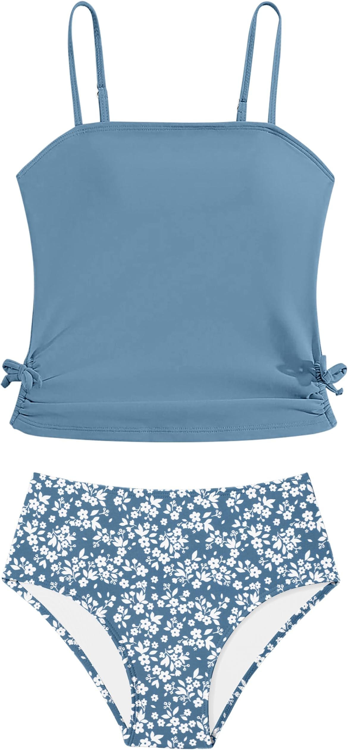 Girls Tankini Swimsuits Two Piece Bathing Suit Drawstring Swimwear Set for Girls 7-18 Years