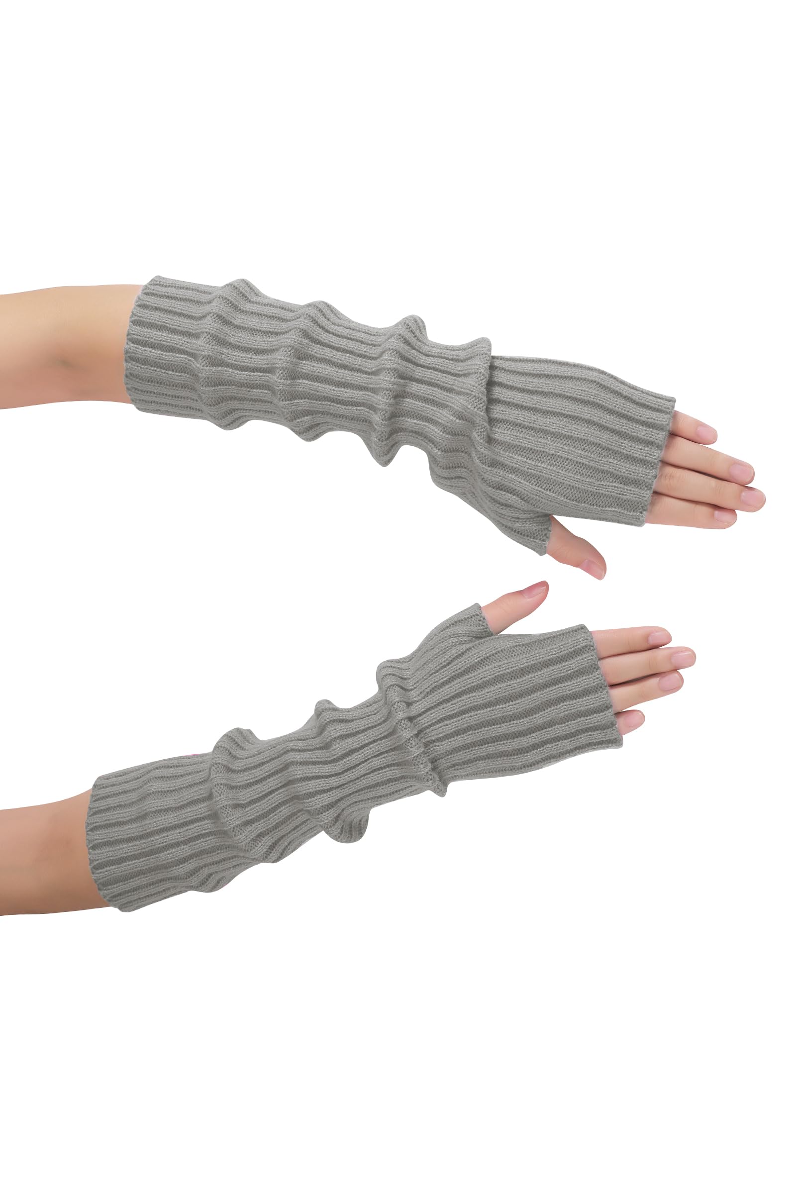 Clothirily Arm Warmers, Women's Winter Long Fingerless Gloves Knit Mitten Gloves Arm Sleeves for Women with Thumb Hole