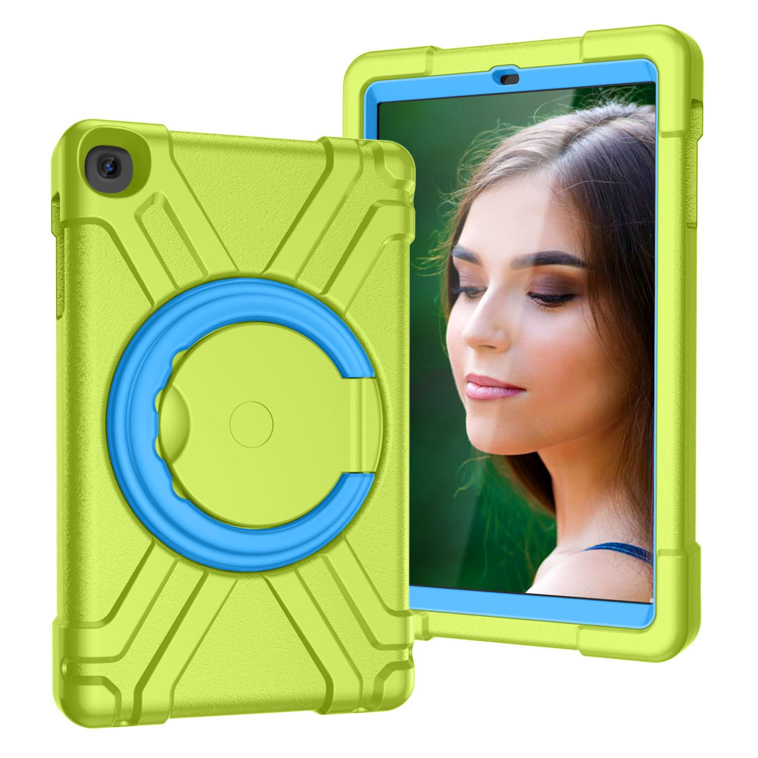 - Compatible with Samsung Galaxy Tab A 10.1 T510/T515 10.1 inch Tablet Case，Rugged Kids Case with Stand Lightweight Shockproof Kids Friendly Tablet Cover Grass Green+Blue
