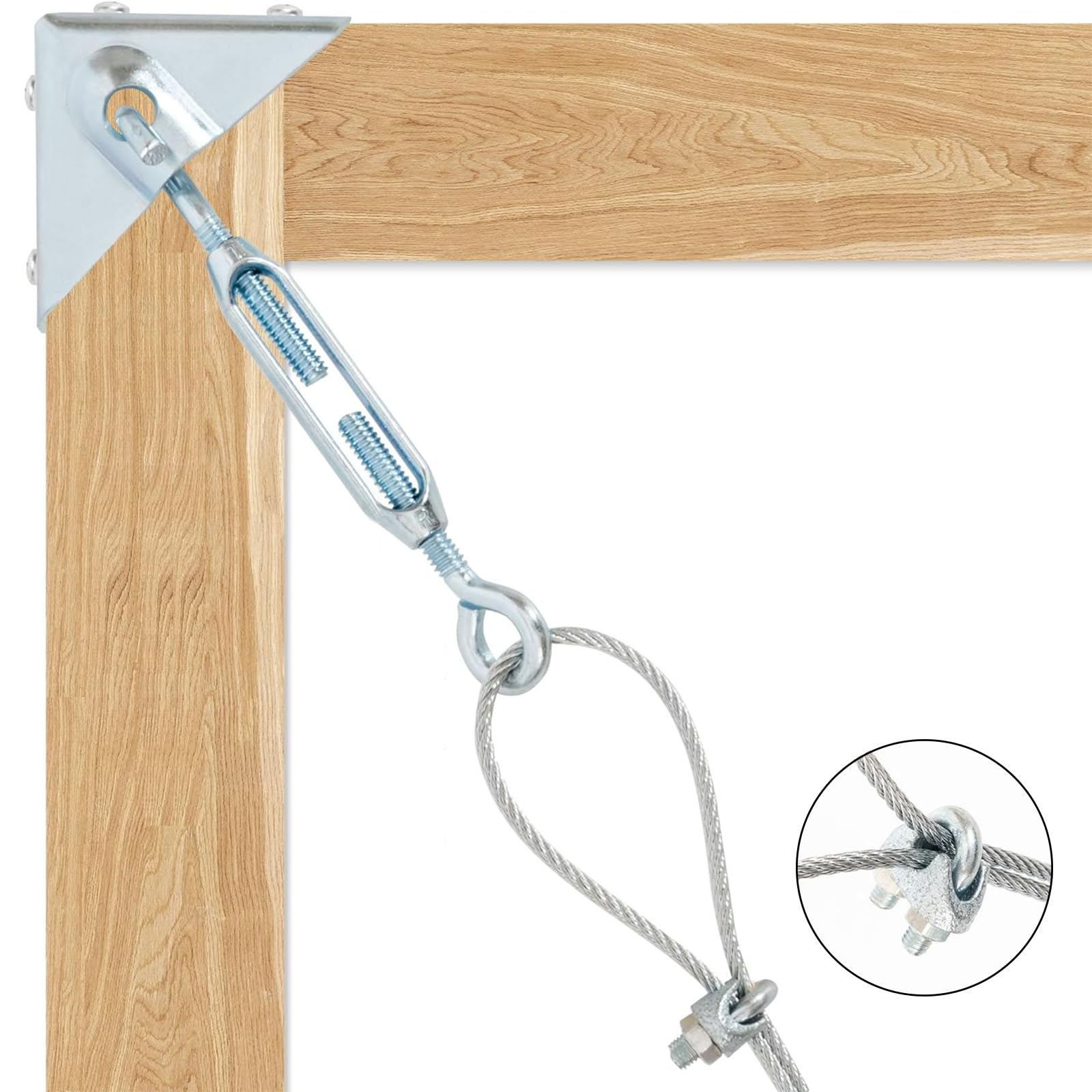 Young Wolf Legierter Stahl, der Anti-Sag Garten Tür Tor Kabel Kits für Outdoor Holz Zaun Tor Unterstützung (2, Silber)