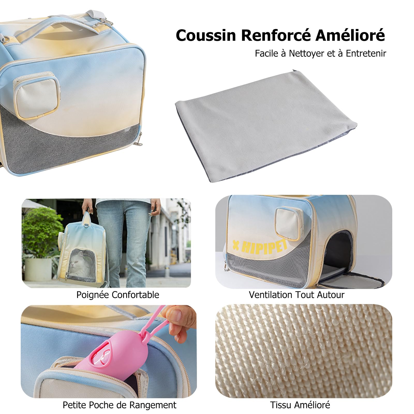 PETCUTE Grandes Caisse de Transport pour Chats avec roulettes Amovibles,Cage de Transport pour Chats et Petits Chiens,Sac de Voyage Pliable et Respirant avec Tapis Amovible, Idéal pour Les Voyages