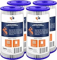 Aquaboon 5 Micron Pleated Sediment Filter 10x4.5 Whole House Cartridge 4-Pack - Well Water Replacement for FXHSC, R50-BBSA