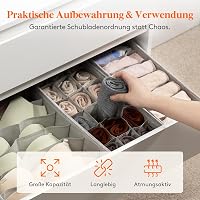 Lifewit 4 db-os Hemnes Fiókrendező Szett - Szürke Textil Tárolódoboz Ruhákhoz, Zoknikhoz, Fehérneműhöz, Gyerekruhákhoz - 39x15x11 cm 5
