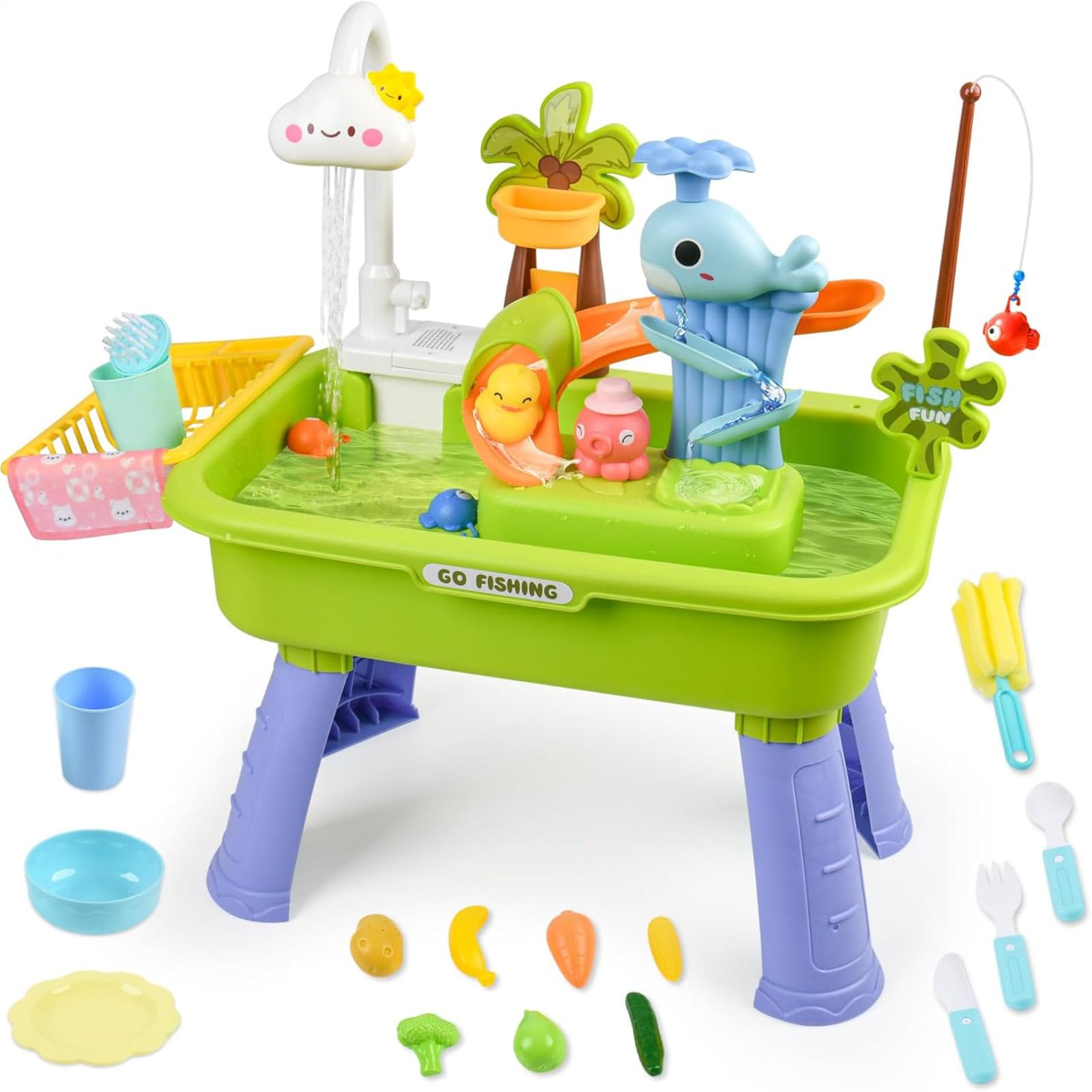 Générique Table À Eau pour Person avec Pieds Amovibles - Évier De Jeu Électrique Polyvalent, Jeux De Pêche Et d'eau pour Développer Les Compétences Sociales, Jouet D'Extérieur Idéal pour Crèche