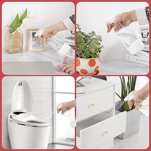 Miniatura 6 de HOMBYS Botellas rociadoras de vidrio transparente de 16 onzas con funda de silicona, botella Boston vacía con boquilla ajustable, recipiente